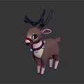 Modern game character sika deer elk antlers 3d model