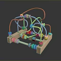 Colorful Wooden Bead Maze Educational Toy For Children With Wooden Base And Colorful Tracks
