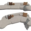 Modern Multiplayer Sofa Multiplayer Curved Sofa 3d model