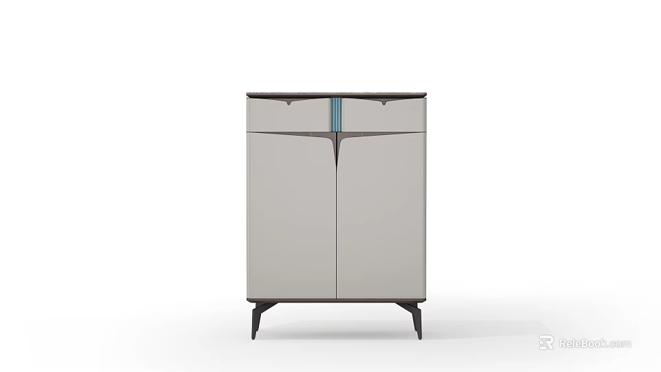 Modern Shoe Cabinet With Double Doors Black Legs And Sleek Design 3d model 