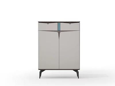 Modern Shoe Cabinet With Double Doors Black Legs And Sleek Design 3d model