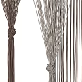Decorative Brown And Beige Striped Curtains With Knotted Design For Home