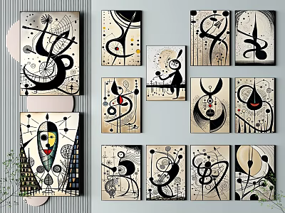Graffiti Children's Hanging Painting Nordic Abstract Decorative Painting 3d model