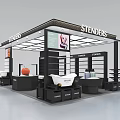 Stenders Exhibition Booth Design With Display Shelves Digital Screen And Products
