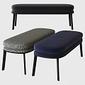 Modern Sofa Benches Featuring Navy Blue Houndstooth And Black Upholstery With Black Legs