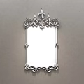 Ornate Golden Framed Mirror Reflecting Bedroom Bed With Pillows And Blanket