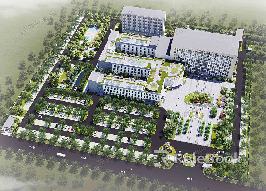 Modern Hospital Landscape Hospital of Traditional Chinese Medicine Health Center Nursing Home Medical Institution Health Care Office Hospital Square Landscape model