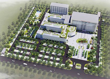 Modern Hospital Landscape Hospital of Traditional Chinese Medicine Health Center Nursing Home Medical Institution Health Care Office Hospital Square Landscape 3d model