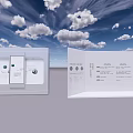 Modern Background Wall With Display Board Open Brochure Screens And Cloudy Sky 3d model