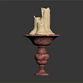 Artistic White Sculptural Design On Red Decorative Pedestal With Ornate Details
