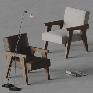 poliform modern leisure chair armchair floor lamp 3d model