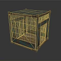 Rusted Metal Cage With Square Frame And Grid Structure Rusty Surface And Weathered Finish