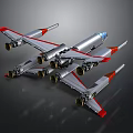 Sci Fi Aircraft Model With Silver Body Red Wing Tips And Multiple Engines