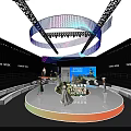 Fashion Week Stage Show With Circular Lighting And Models Displaying Outfits