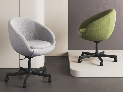 Modern Upholstered Office Chairs in Gray and Green with Swivel Wheels for Home Office Workspace 3d model