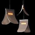 Modern Pendant Lights With Metal Frame And Fabric Shade Emitting Warm Light