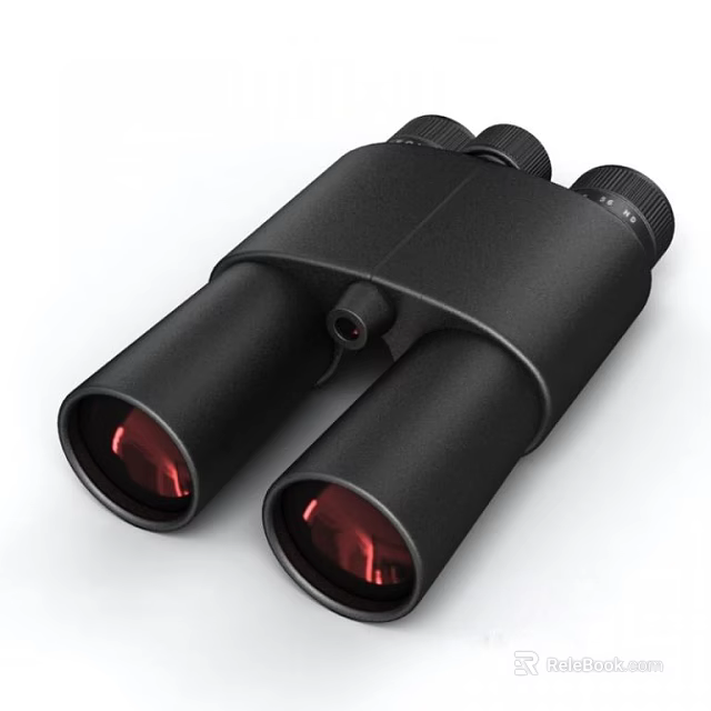 Black Commercial Binoculars Equipment With Red Lenses And High Quality Optics 3d model 