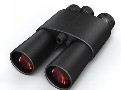 Black Commercial Binoculars Equipment With Red Lenses And High Quality Optics 3d model