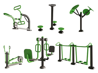 Green And Black Outdoor Sports Equipment With Parallel Bars Leg Trainers And Abdominal Exercisers 3d model