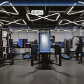 Fitness Equipment Area With Various Workout Machines Modern Lighting And Exercise Gear