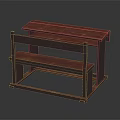 Dark Brown Wooden Furniture Set With Simple Table And Matching Bench For Home