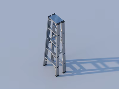 Silver Metal Step Ladder For Household Use With Stable Structure And Portable Design 3d model