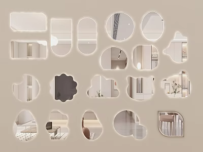 Various Shaped Interior Mirrors With Reflected Room Scenes For Home Decoration 3d model