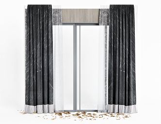 modern curtain gauze curtain 3d model