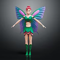 Fairy Character With Colorful Wings And Green Purple Outfit Design Details