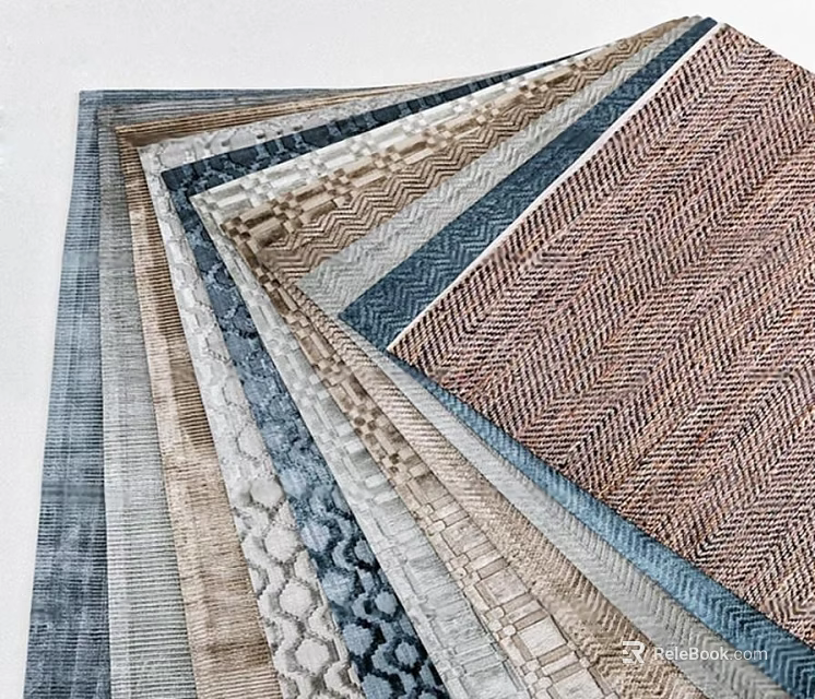 Square Rugs With Various Patterns Textures And Neutral Color Tones For Living Room 3d model 