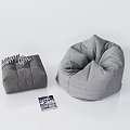 Comfortable Gray Bean Bag Chair with Striped Cushion for Home Relaxation