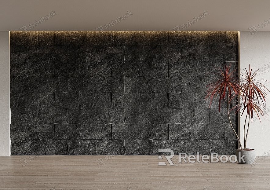 rubble stone background wall stone wall stone wall model