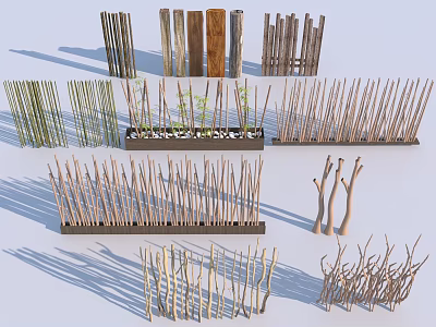 Various Natural Wooden Branch Partition Designs For Indoor Outdoor Decor 3d model