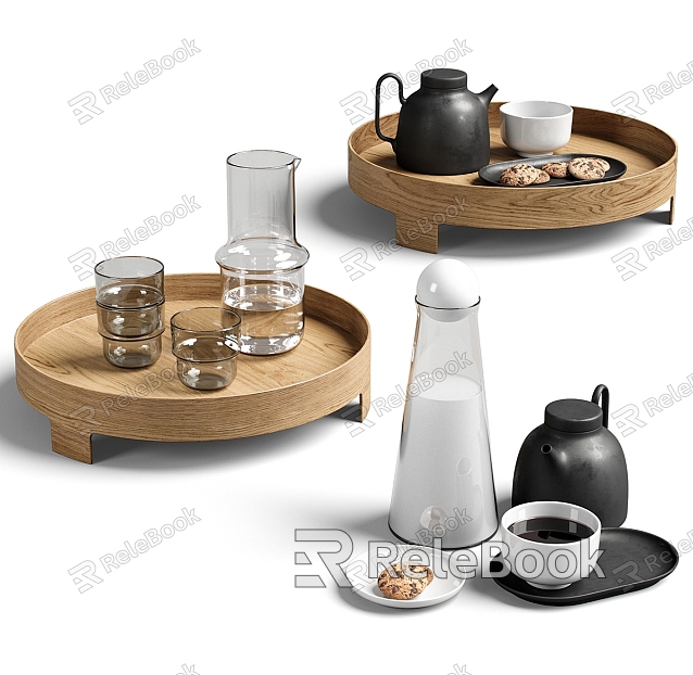 Modern Tea Tray Jewelry Ornaments Combination Ornaments Tea Tray Utensils Tea Set Tray Food Water Cup Afternoon Tea model