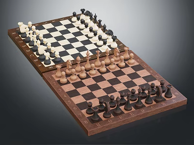 Classic Chess Set With Board And Pieces For Family Recreational Entertainment Game Time 3d model