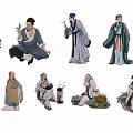 Ancient Historical Character Pendants Featuring Traditional Cultural Figure Designs