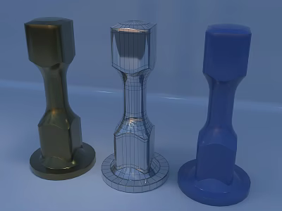 Ceramic Vessels With Gold Blue And Wireframe Designs For Decorative 3d model