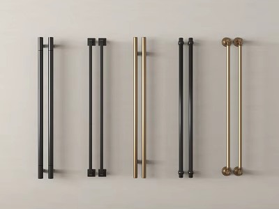 Sleek Modern Cabinet Handles In Black And Gold Various Styles For Kitchen Drawers 3d model