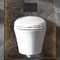 Modern Wall Mounted Toilets in Various Designs Against Grey Marble Wall Background