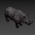 Low Poly 3D Rhinoceros Game And Movie Character Art Design
