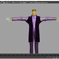 A Man Wearing Gray Coat Blue Shirt And Tie With Arms Outstretched Against Gray Background