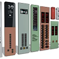 Various Modern Elevator Control Panels With Digital Displays And Buttons 3d model