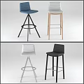 Modern Minimalist Bar Stools With Metal And Wooden Frames Different Designs 3d model