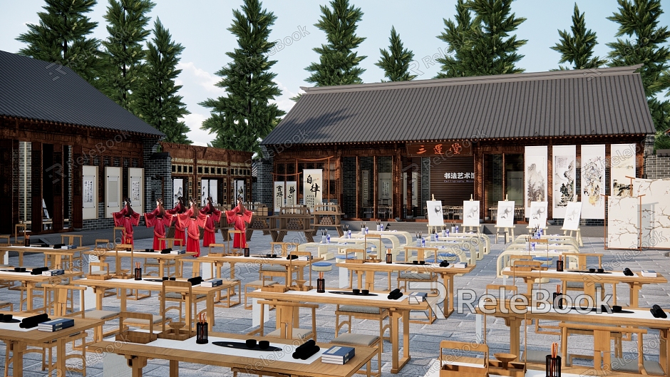 Chinese Style Research Classroom Exhibition Hall School Research Practice Base Outdoor Training Base Art Center Painting School model