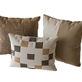 Modern Decorative Throw Pillows With Geometric Patterns In Brown Beige And Black Tones 3d model