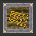 Wooden Crate With Metal Corners Yellow Top Pattern And Orange Side Text
