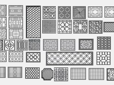Lattice Windows With Various Traditional And Modern Ornamental Patterns For Architectural Decoration 3d model