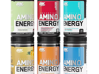 Professional Medical Devices Amino Energy Supplements in Various Colored Containers 3d model
