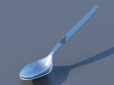 Elegant Cutlery Set With Silver Metal Spoon Featuring Decorative Handle And Smooth Surface 3d model