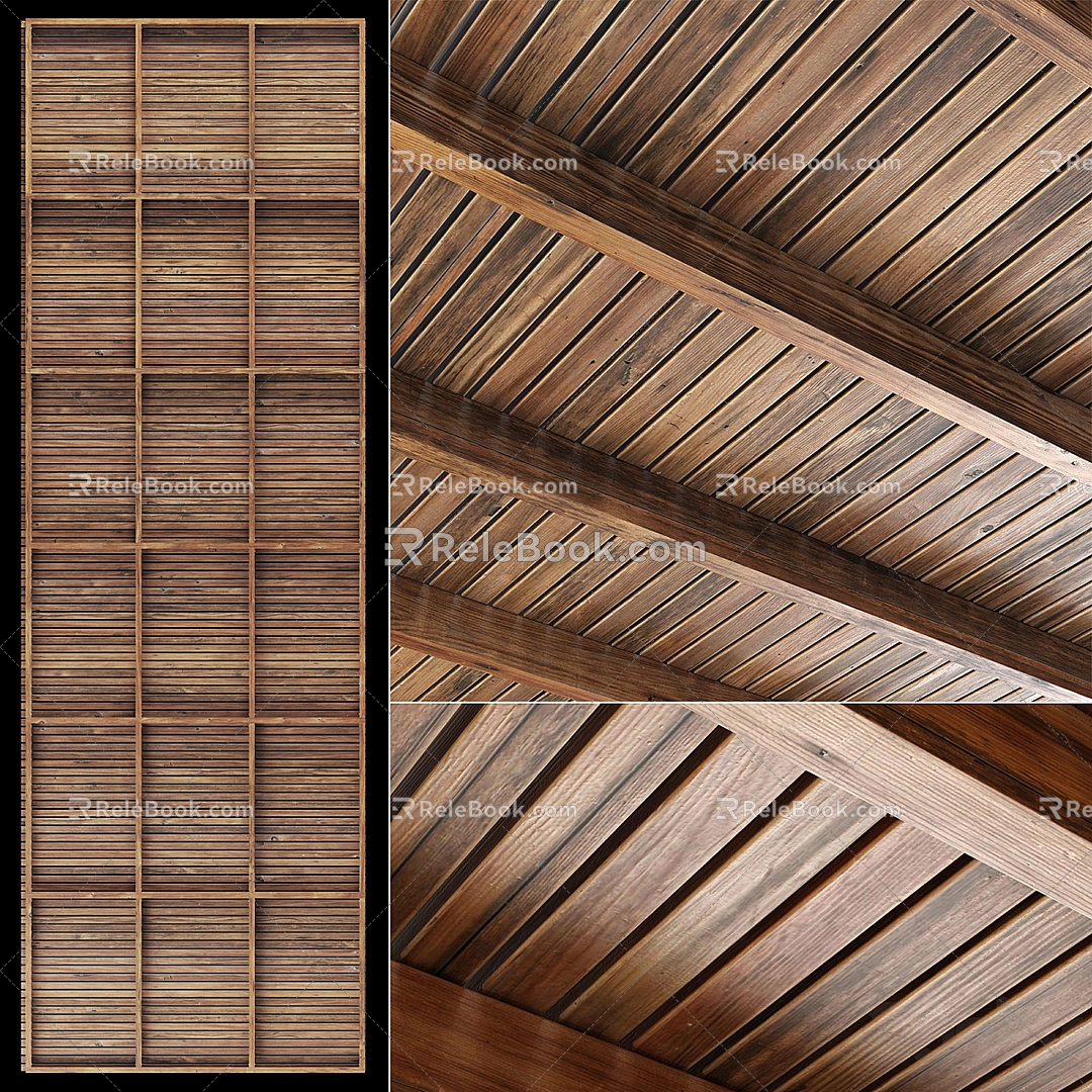 New Chinese Style Ceiling Bamboo Row Ceiling 3d model